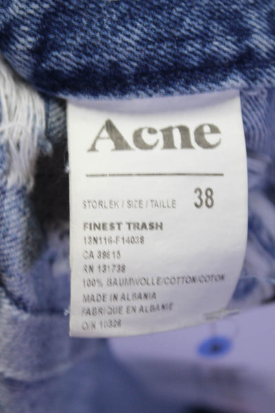 Acne Womens Back Zip Super Distressed Denim Mini Skirt Blue Size IT 38