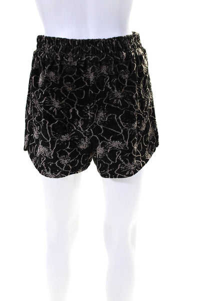 Alexis Womens Button Up Short Sleeve Floral Velour Shirt Shorts Set Black Small