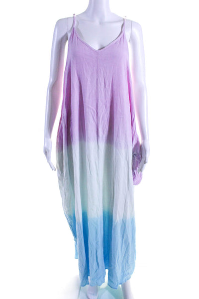 Electric & Rose Women's V-Neck Spaghetti Straps Maxi Dress Ombre Size S