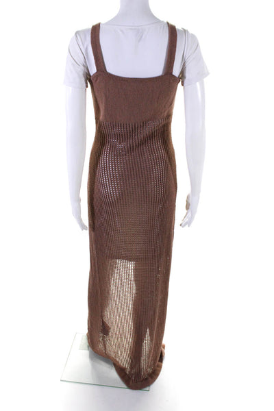 Nanushka Womens Tie Front Loose Knit Maxi Cover Up Dress Brown Size Small
