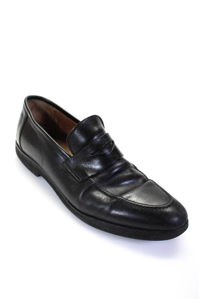 Marechiano 1962 Mens Almond Toe Leather Penny Loafers Black Size 42.5 10