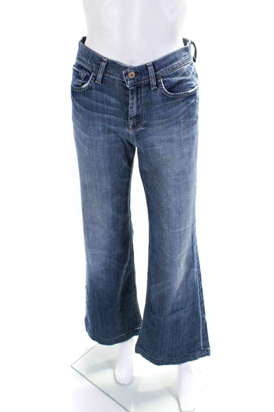 7 For All Mankind Womens Ginger Mid Rise Bell Bottom Flare Jeans Blue Size 27
