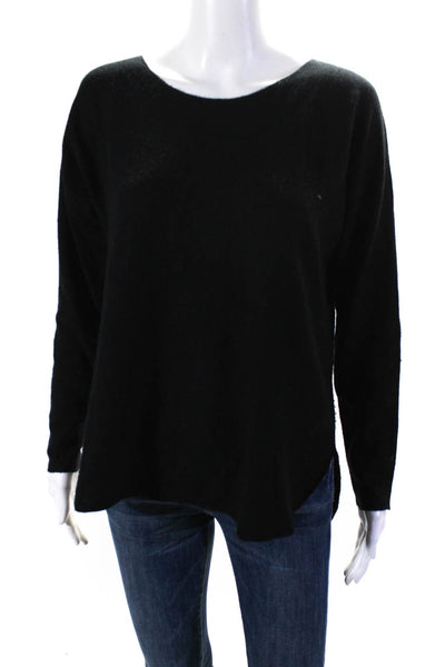 Vince Womens Straight Neck Dolman Sleeve Round Hem Sweater Black Cashmere XS