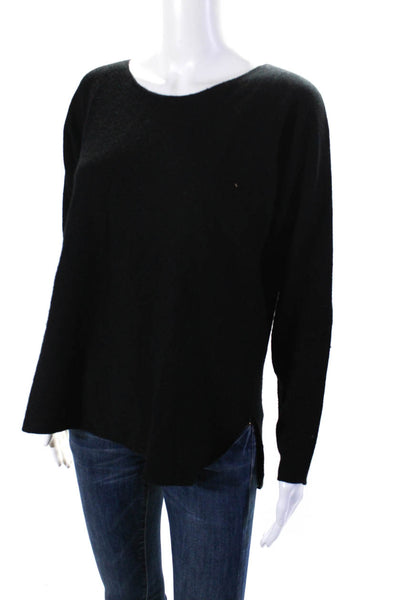 Vince Womens Straight Neck Dolman Sleeve Round Hem Sweater Black Cashmere XS