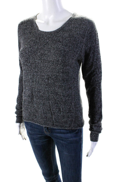 Athleta Womens Crew Neck Pullover Sweater Black Gray Cashmere Size Medium