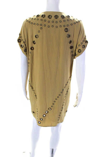 Haute Hippie Womens Silk Grommet Embellished Tunic Dress Dark Yellow Size XS