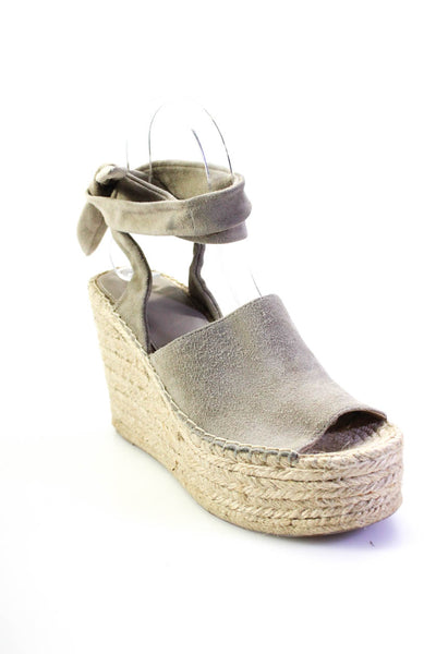 Marc Fisher LTD. Womens Suede Lace Up Platform Espadrilles Light Gray Size 6.5US