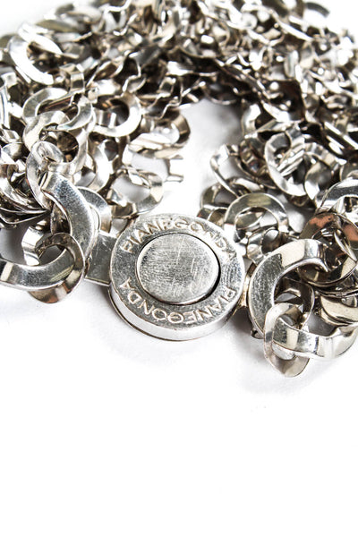 Pianegonda Womens Sterling Silver Multi Chain-Link Logo Bracelet