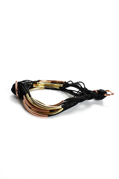 Gillian Jullius Womens Rose Gold Tone Black Cord Strappy Bracelet