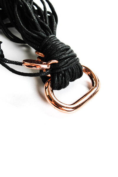 Gillian Jullius Womens Rose Gold Tone Black Cord Strappy Bracelet