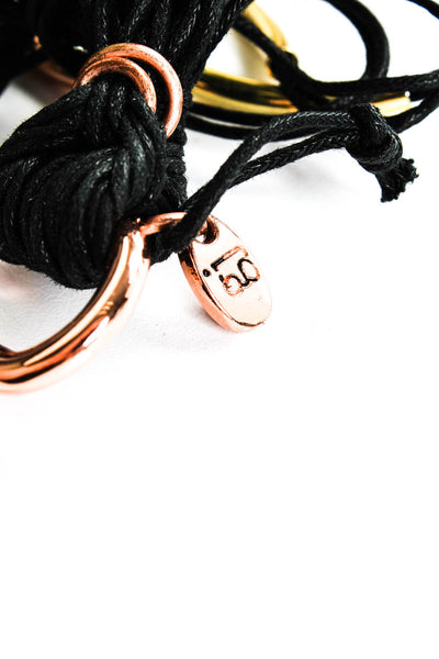 Gillian Jullius Womens Rose Gold Tone Black Cord Strappy Bracelet