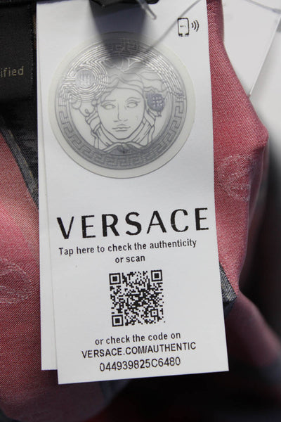 Versace Womens Button Front Medusa Logo Oversized Silk Shirt Red Black IT 40