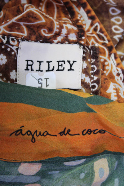 Aqua De Coco Riley Womens Printed Scarves Green Orange Brown Lot 2