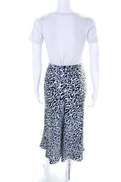 Rebecca Minkoff Womens Unlined Animal Print Zip Up Midi Skirt Light Blue Size 8