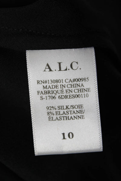 A.L.C. Womens Silk Cut Out V-Neck Zip Up Sleeveless Dress Black Size 10