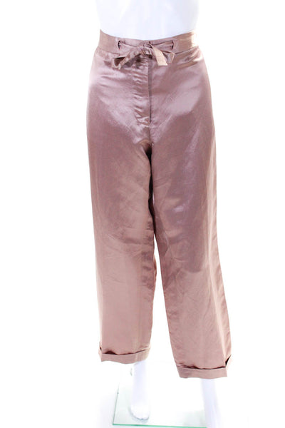 OFFICINE GENERALE Womens Linen Blend Hook Closure High-Rise Pants Pink Size 44