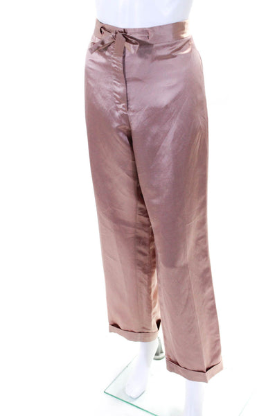 OFFICINE GENERALE Womens Linen Blend Hook Closure High-Rise Pants Pink Size 44