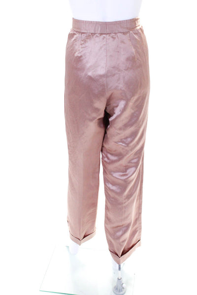 OFFICINE GENERALE Womens Linen Blend Hook Closure High-Rise Pants Pink Size 44