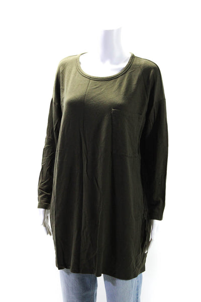 Eileen Fisher Women's Round Neck Long Sleeves Pocket Tunic Olive Green Size S