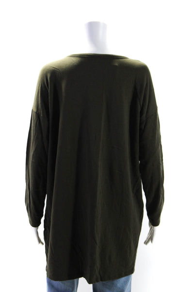 Eileen Fisher Women's Round Neck Long Sleeves Pocket Tunic Olive Green Size S