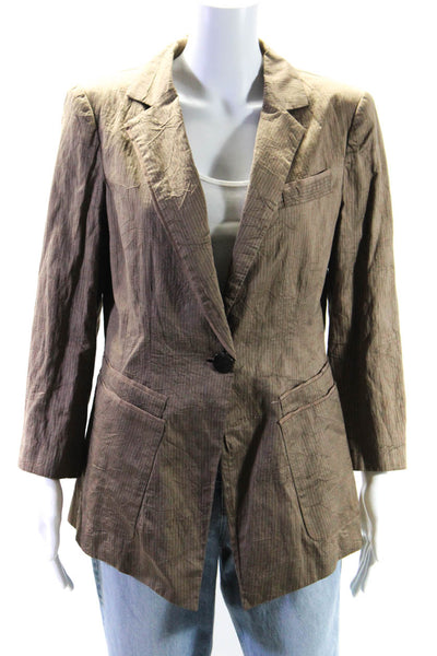 Nanette Lepore Women's Long Sleeves Lined One Button Blazer Brown Size 10