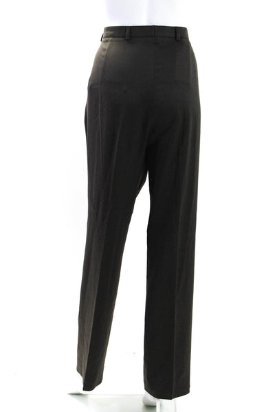 Escada Womens Button Closure Pleated Front Straight Leg Dress Pant Brown Size 42