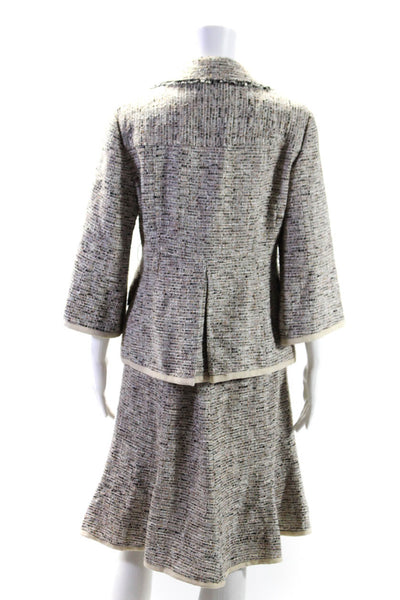 Nanette Lepore Women's Long Sleeves Two Piece Tweed Skirt Suit Beige Size 10