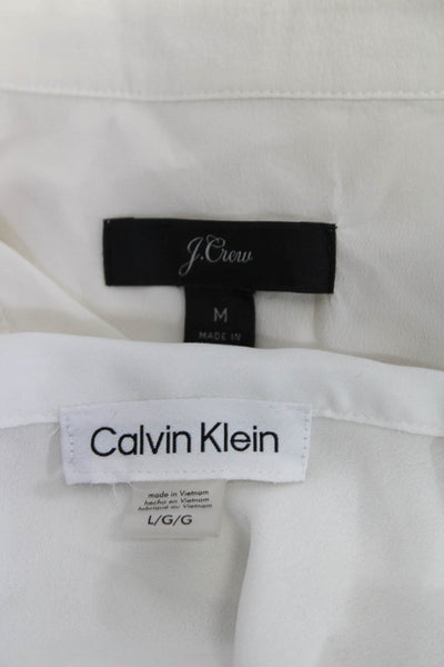 Calvin Klein Women's Round Neck Ruffle Sleeves Blouse White Size L Lot 2