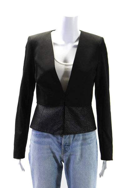 Catherine Catherine Malandrino Womens Black V-Neck Long Sleeve Blazer Size 2