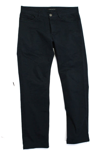 Theory Mens Cotton Full Buttoned Straight Leg Dress Pants Navy Size EUR29