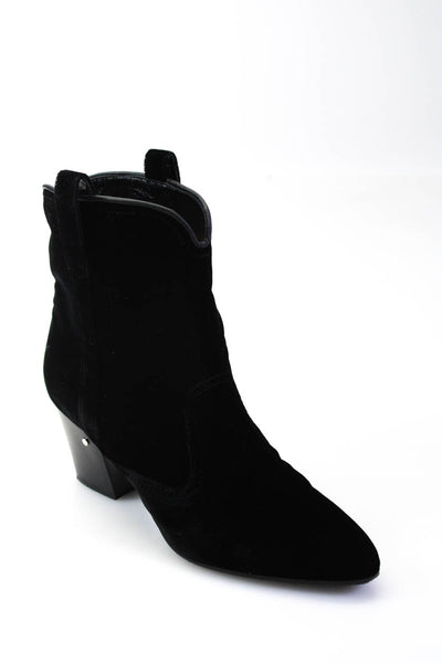 Laurence Dacade Womens Velour Slip-On Block Heels Ankle Boots Black Size EUR37