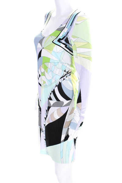 Emilio Pucci Womens Scoop Neck Abstract Printed Knit Dress White Multi Size 6