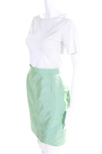 Christian Lacroix Womens Back Zip Knee Length Pencil Skirt Green Cotton IT 38