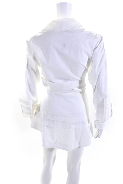 Jonathan Simkhai Womens Side Zip Collared Belted Shirt Dress White Size Small