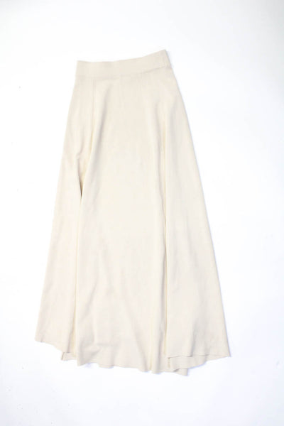 Zara Women's Elastic Waist A-Line Flare Maxi Skirt Beige Size S Lot 2