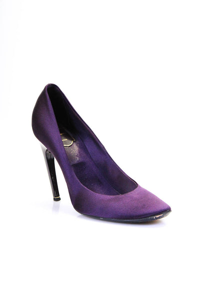 Roger Vivier Women's Round Toe Slip-On Stiletto Party Shoe Purple Size 10