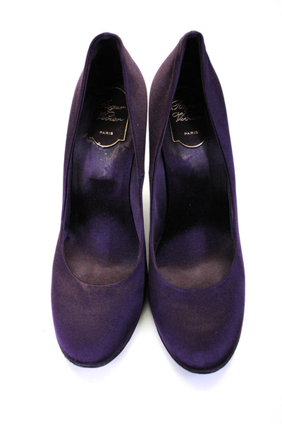 Roger Vivier Women's Round Toe Slip-On Stiletto Party Shoe Purple Size 10