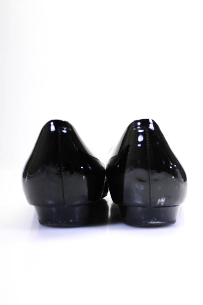 Roger Vivier Women's Round Toe Bow Patent Leather Ballet Shoe Black Size 10