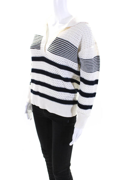 Heartloom Women's Collared Long Sleeves V-Neck Pullover Sweater Stripe Size XS