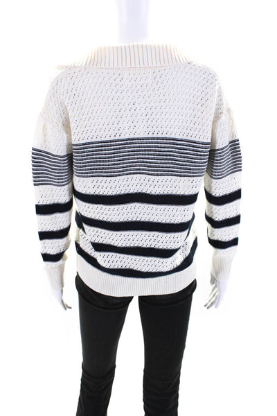 Heartloom Women's Collared Long Sleeves V-Neck Pullover Sweater Stripe Size XS