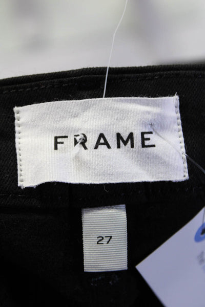 Frame Womens High Waist Five Pockets Straight Leg Coated Denim Pant Black Size 2