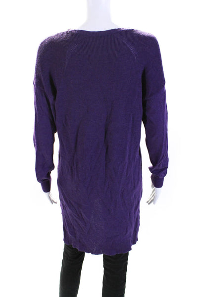 Eileen Fisher Womens Wool Long Sleeve V Neck Knit Top Purple Size M