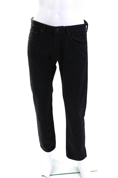 AG Adriano Goldschmied Mens Cotton Buttoned Straight Leg Jeans Black Size EUR32