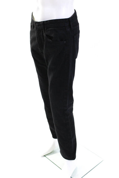 AG Adriano Goldschmied Mens Cotton Buttoned Straight Leg Jeans Black Size EUR32