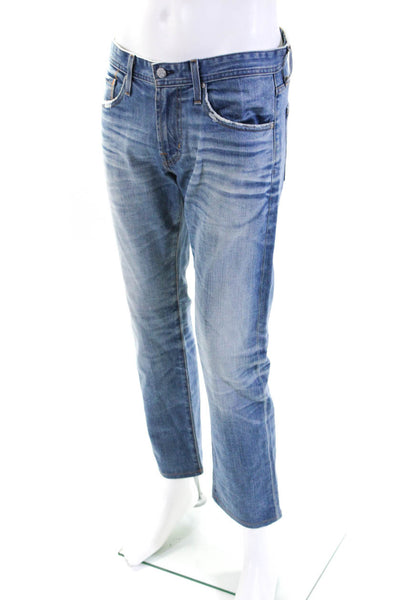 AG Adriano Goldschmied Mens Light Washed Straight Leg Jeans Blue Size EUR32