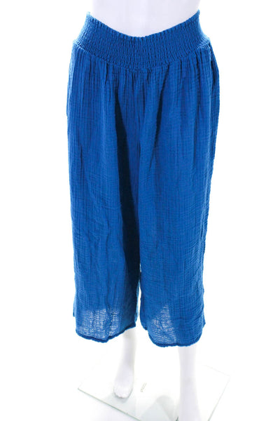 Michael Stars Women's Smocked Waist Pull-On Wide Leg Pant Teal Size XL