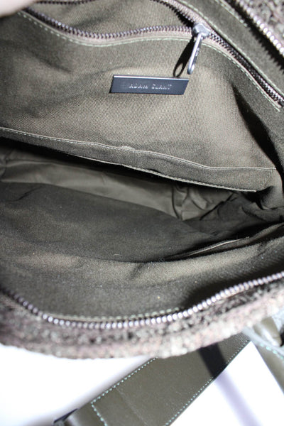 Adam Glant Womens Brown Leather Textured Removable Strap Shoulder Bag Handbag