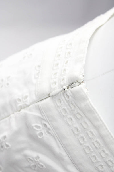 Intermix Womens Cotton Eyelet Scalloped Edging Zip Up Shorts White Size 8