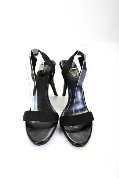 Gucci Womens Open Toe Two Strap Slingback Sandals Heels Black Size 41C 11