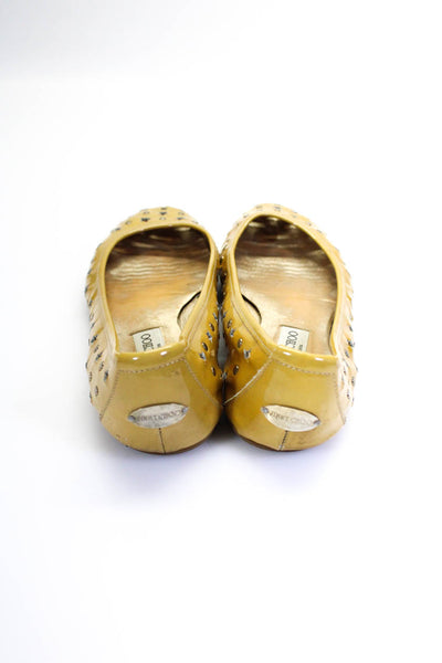 Jimmy Choo Womens Patent Leather Cut Out Round Toe Flats Yellow Size 42 12